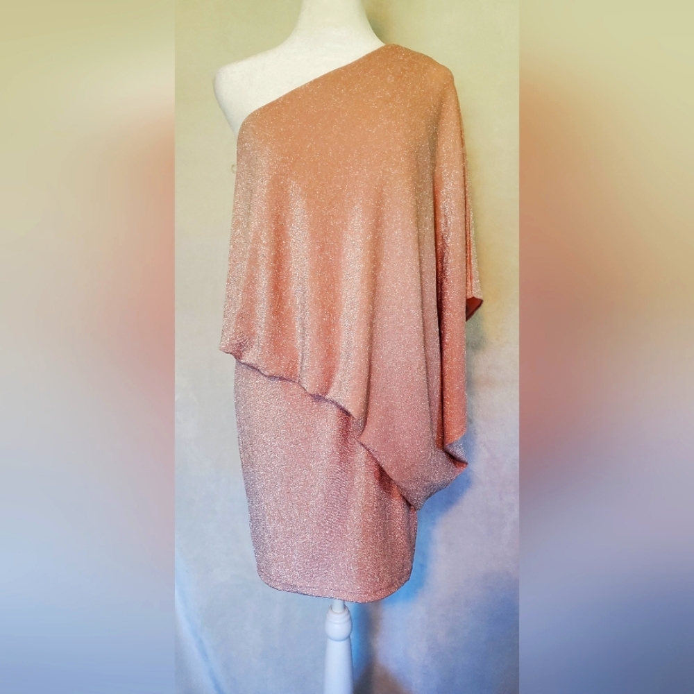 Light metallic rose colored cocktail dress